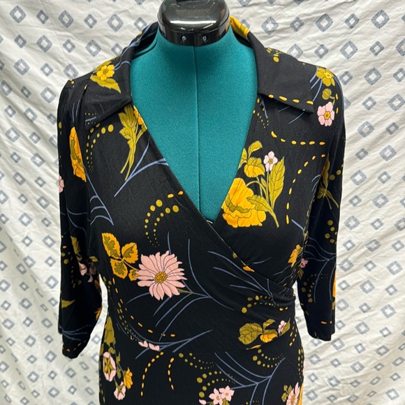 Modcloth 70s Retro Collar True Wrap Jersey Maxi Dress NWOT - Picture 2 of 3